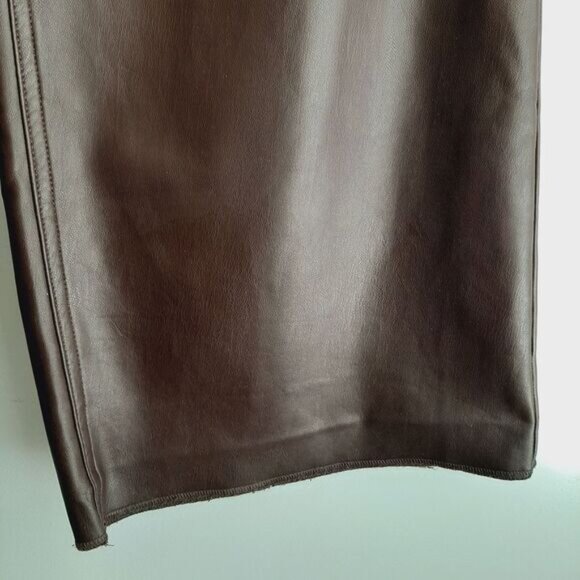REITMANS Wide Leg High Waist Soft Vegan Faux Leather Pants Brown Sz 16 - Picture 5 of 11